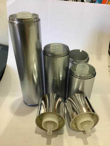 50mL Airless Pump Bottle SILVER Barrel,  Silver rotate top CLEAROUT Special